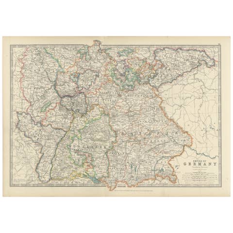 Antique Map of the German Empire, 1903, with Intricate Provincial Boundaries
