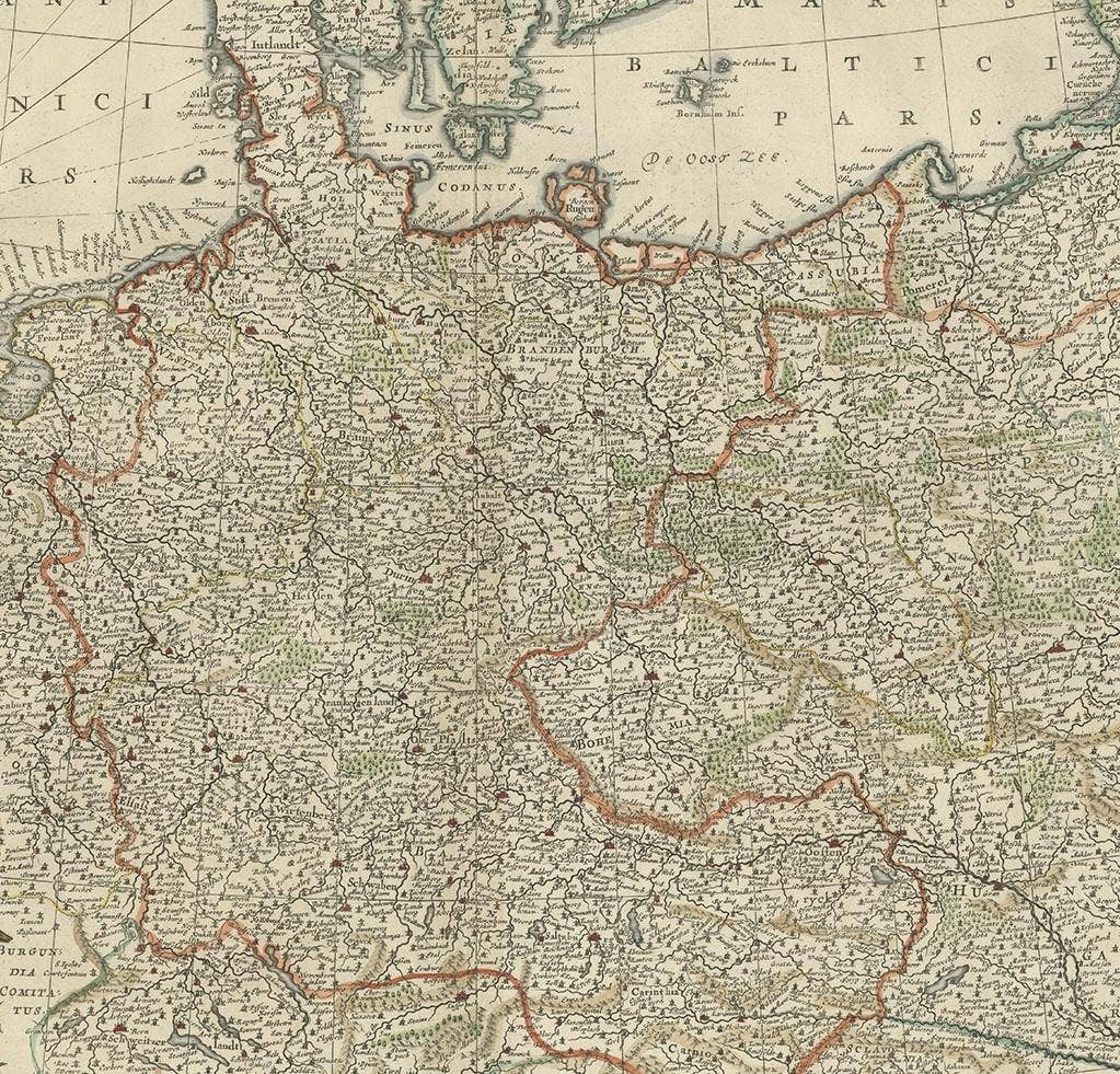 Antique Map of the German Empire, Johannes Janssonius van Waesbergen, circa 1670