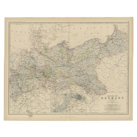 Antique Map of the German Empire by Johnston, 1882