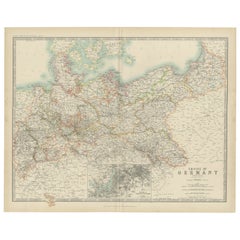 Mapa antiguo del Imperio Alemán por Johnston, '1909