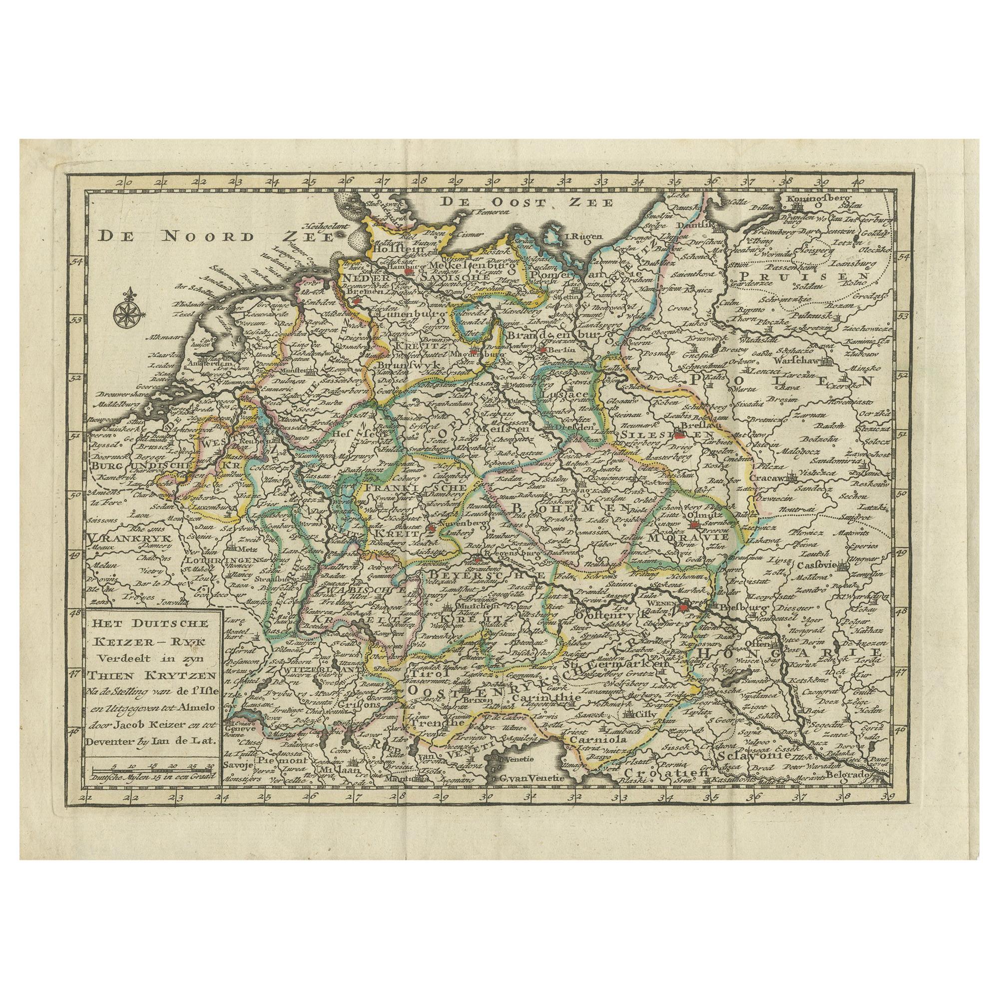 Antique Map of the German Empire by Keizer & de Lat, 1788 For Sale