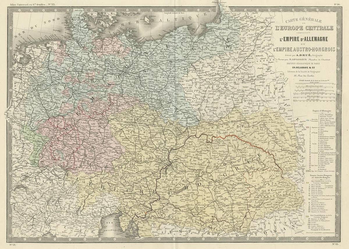 Antique Map of the German Empire by Levasseur, '1875'