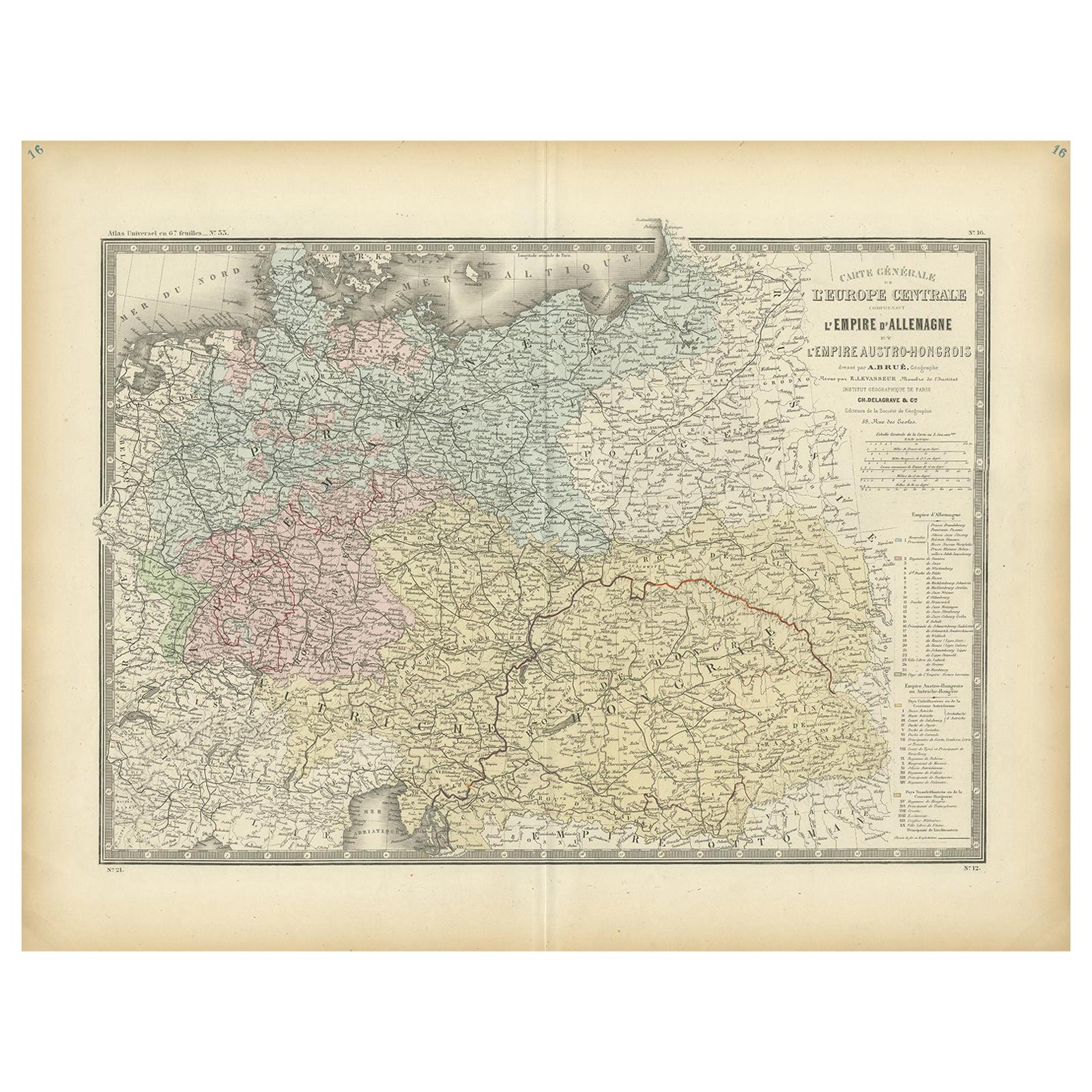 Antique Map of the German Empire by Levasseur, '1875' For Sale