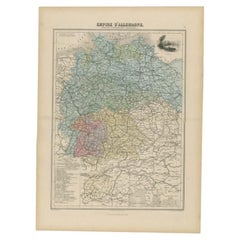 Carta geografica antica dell'Impero tedesco di Migeon, 1880