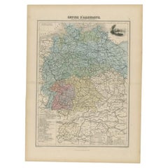 Antike Karte des deutschen Kaiserreichs von Migeon, 1880