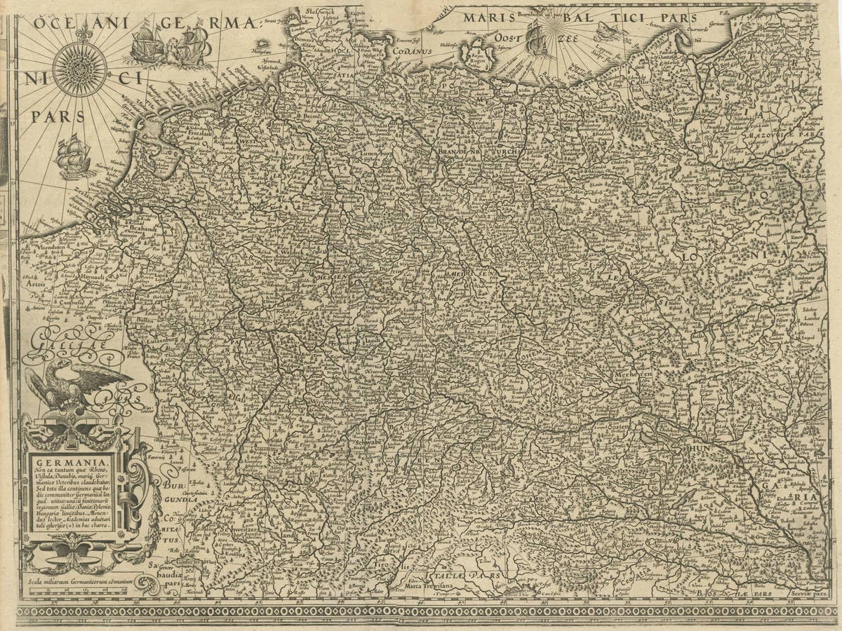 Antique Map of the German Empire with decorative Title Cartouche