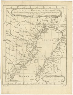 Antique Map of the Gulf of Bothnia, the Northernmost Arm of the Baltic, 1759