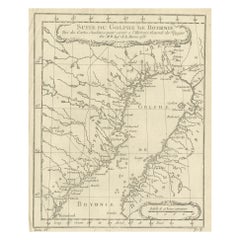 Carte ancienne du golfe de Bothnia, l'arc le plus nord de la Baltique, 1759