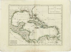 Antique Map of the Gulf of Mexico and Caribbean Islands by Tardieu, 1802