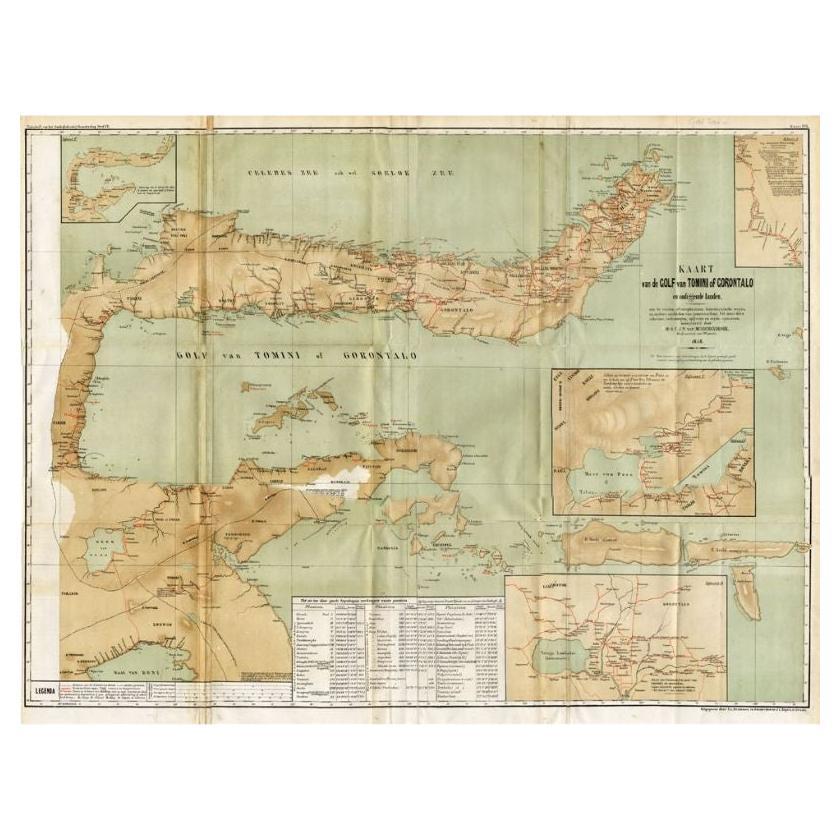 Antique Map of the Gulf of Tomini by Winkler Prins, 1878 For Sale