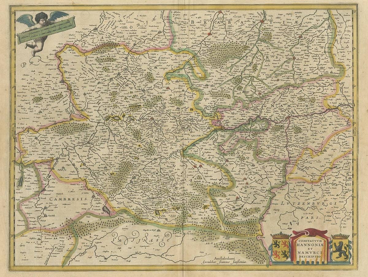 Antique Map of the Hainaut and Namur Region by Janssonius, 'circa 1640'