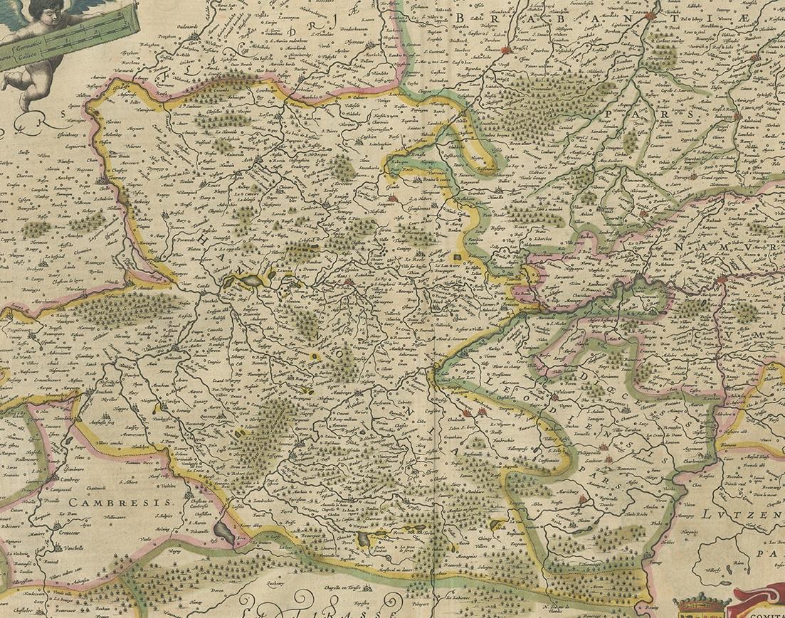 Antique Map of the Hainaut and Namur Region by Janssonius, 'circa 1640' In Good Condition For Sale In Langweer, NL