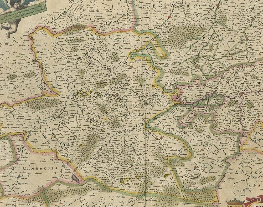 Antique Map of the Hainaut and Namur Region by Janssonius, 'circa 1640'