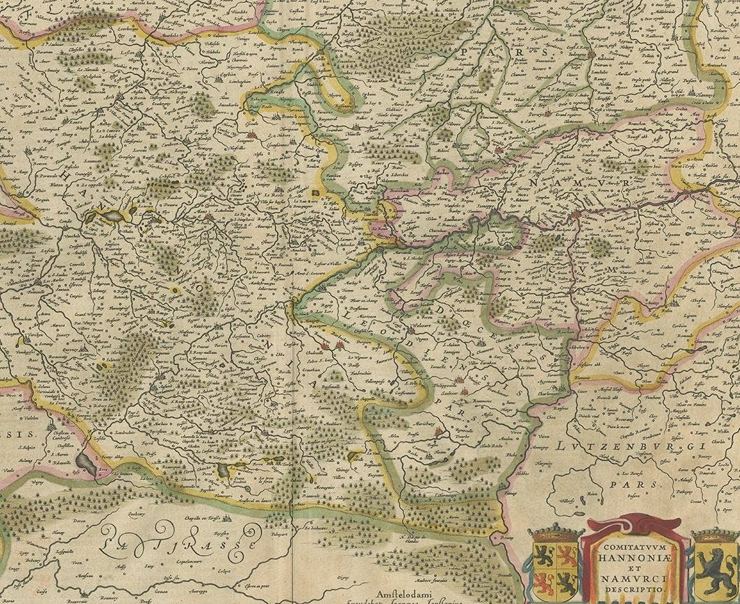 Antique Map of the Hainaut and Namur Region by Janssonius, 'circa 1640'