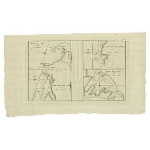 Antique Map of the Harbors of Matavai by Cook, 1803