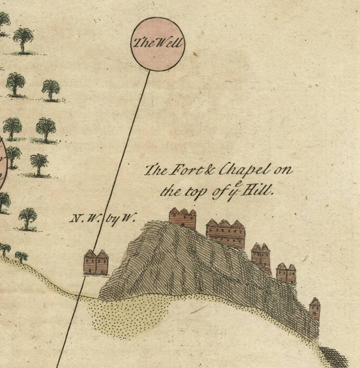 Antique Map of the Harbour of Praia, Santiago Island, Cape Verde, c.1750