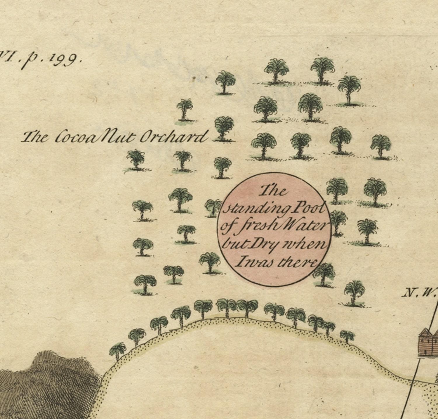 Carte ancienne du port de Praia, île de Santiago, Cap Verde, vers 1750 Bon état - En vente à Langweer, NL
