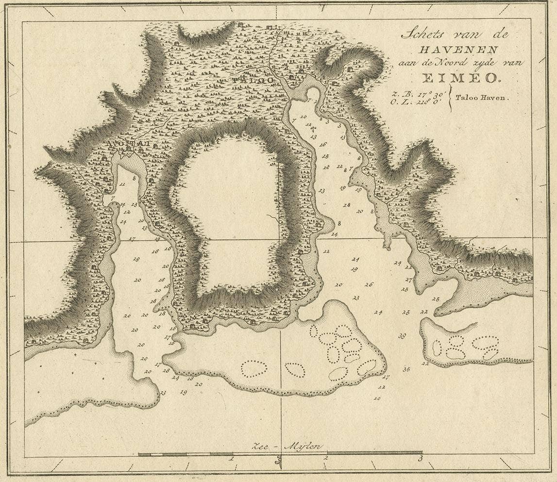 Antique Map of the Harbour of Taloo by J. Cook, 1803