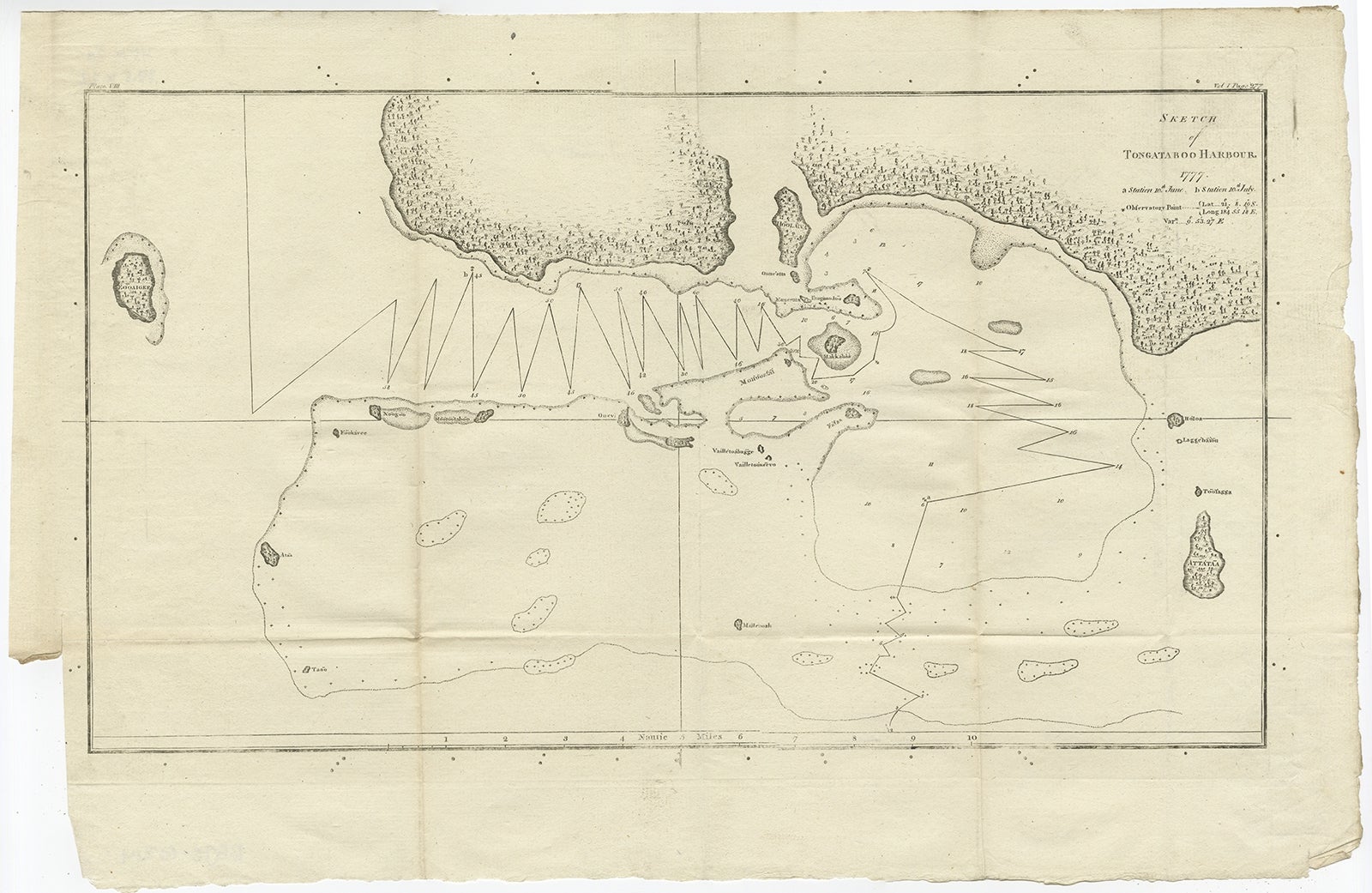 Antique map titled 'Sketch of Tongataboo Harbour (..)'. Antique map of the harbour of Tongatabu, one of the Tonga Islands. Originates from an edition of Cook's Voyages.

Artists and Engravers: Published by Nicol, G. and Cadell,