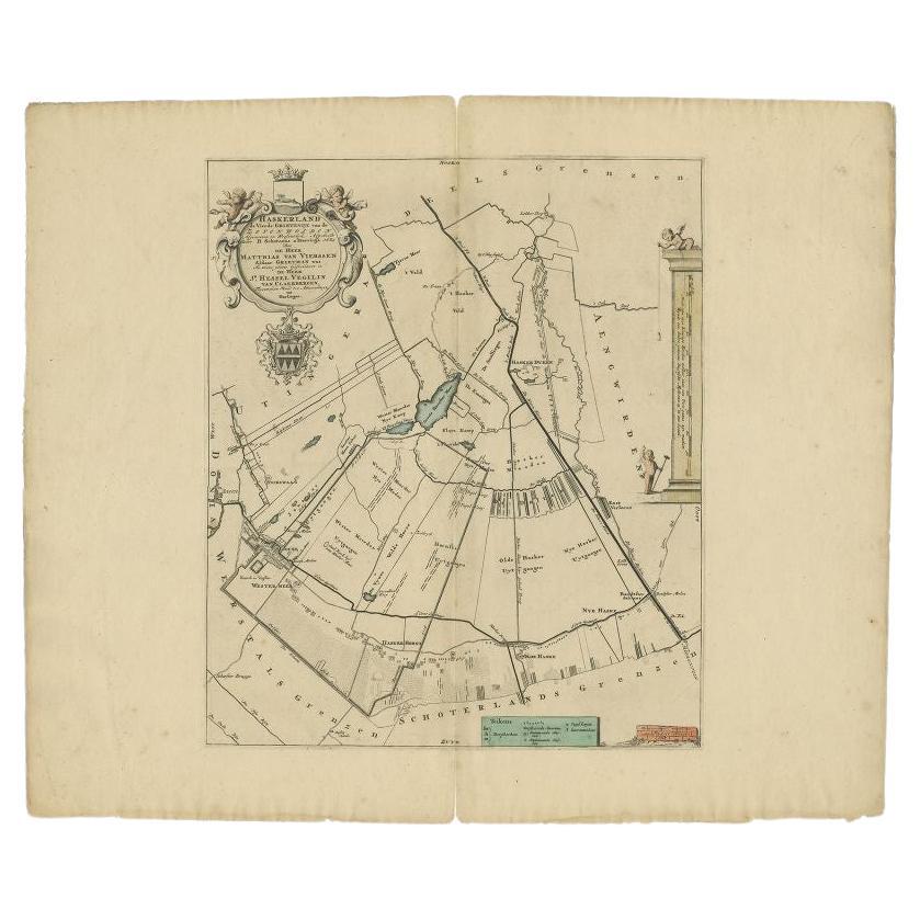 Antique Map of the Haskerland Township 'Friesland' by Halma, 1718 For Sale
