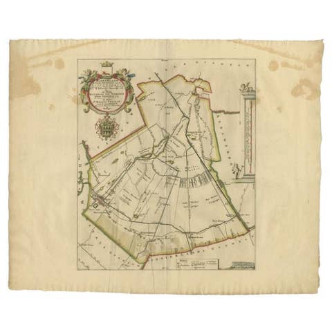 Antique Map of the Haskerland Township 'Friesland' by Halma, 1718