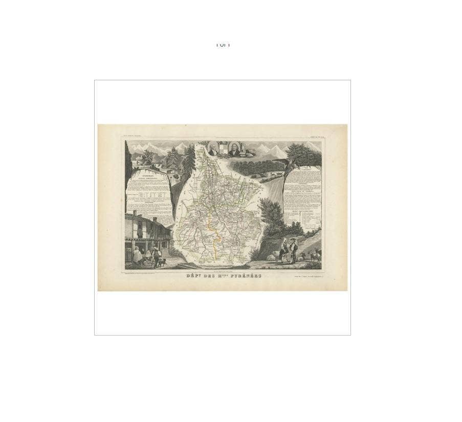 Antique Map of the Hautes Pyrenees 'France' by V. Levasseur, 1854