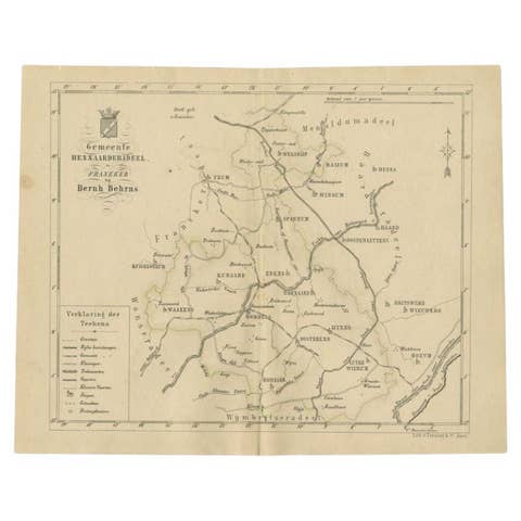 Antique Map of the Hennaarderadeel Township by Behrns, 1861
