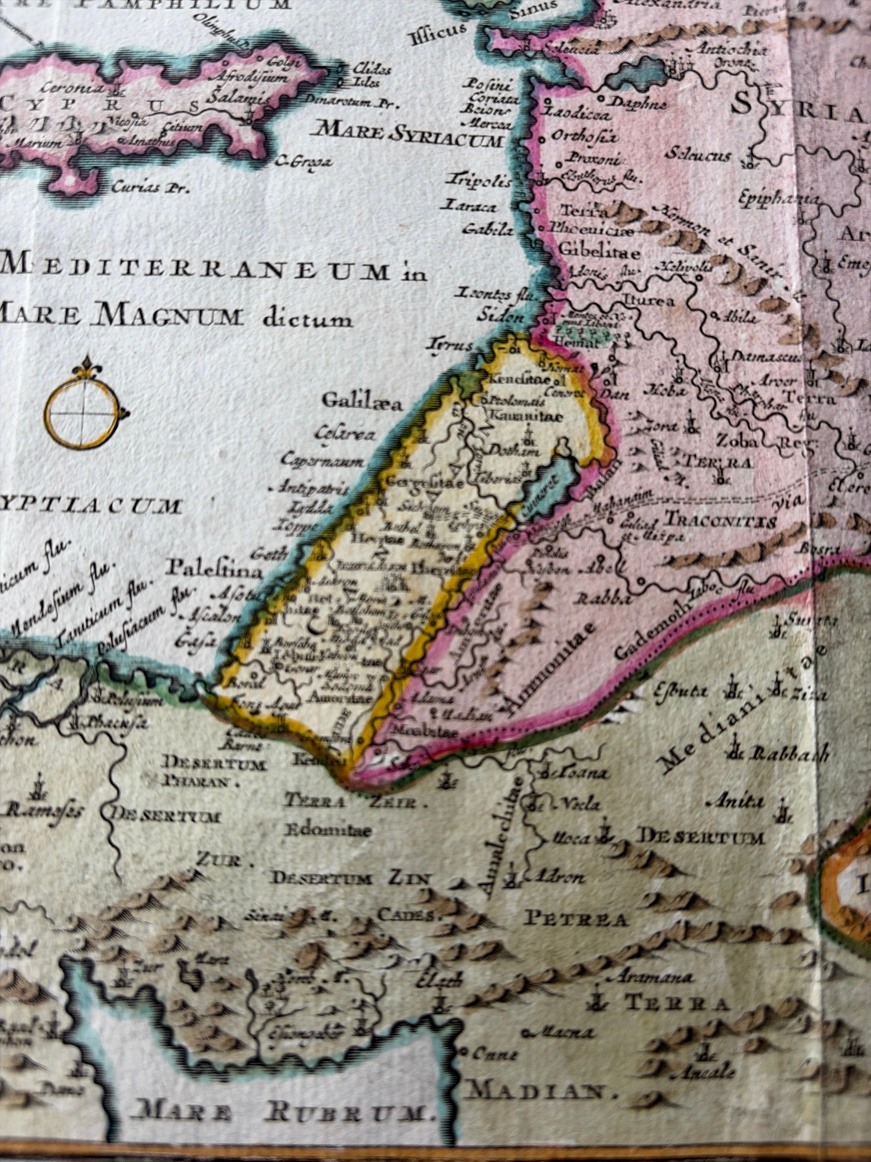 Antique Map of the Holy Land and Paradise – Terrae Canaan Map, c.1720 In Good Condition For Sale In Langweer, NL