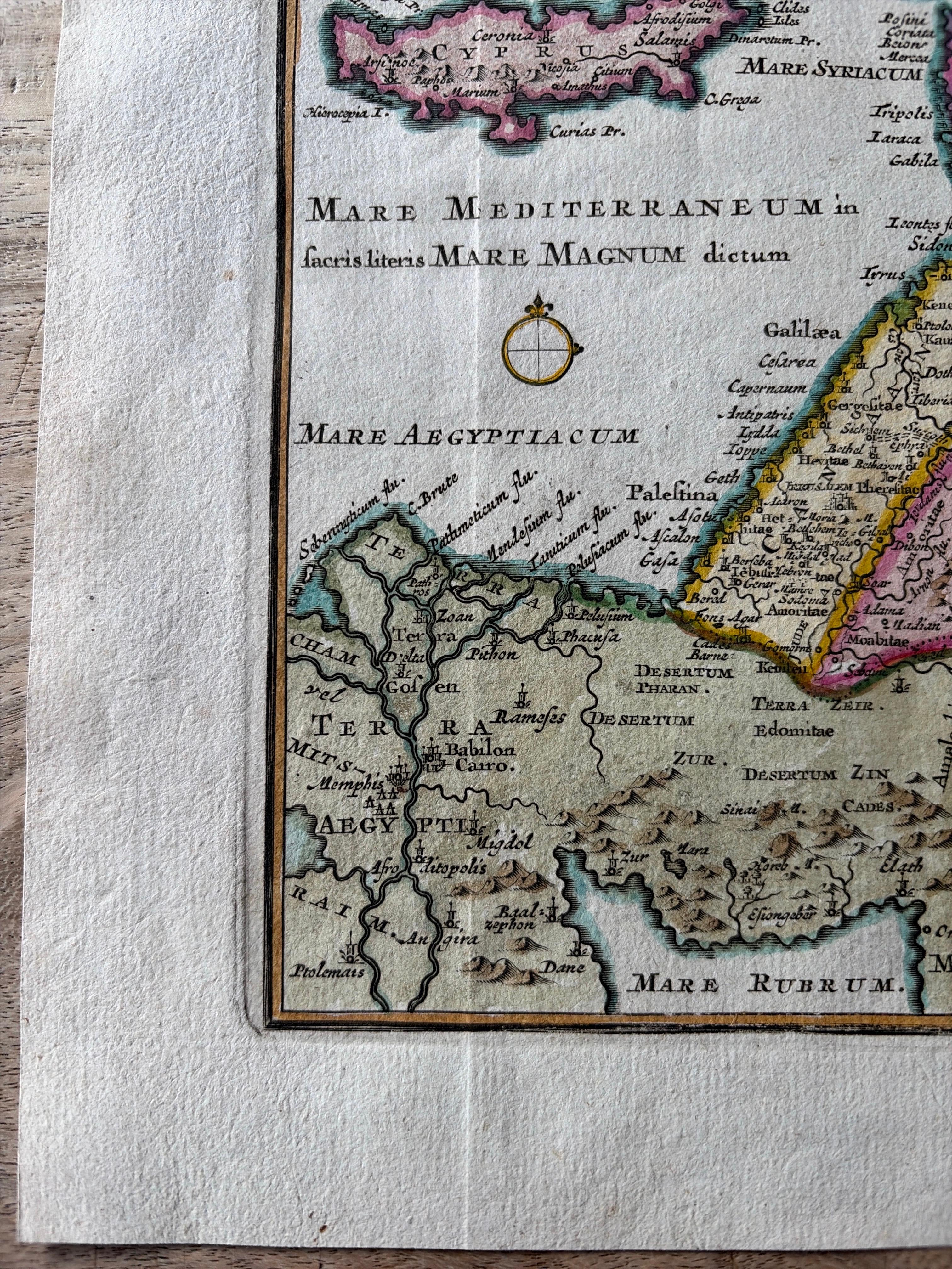 Paper Antique Map of the Holy Land and Paradise – Terrae Canaan Map, c.1720 For Sale