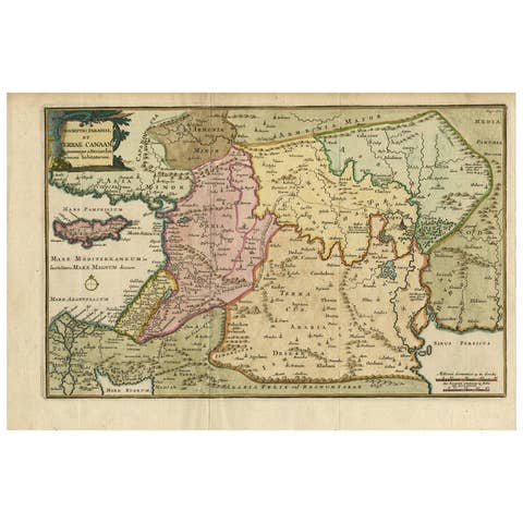 Antique Map of the Holy Land and Paradise – Terrae Canaan Map, c.1720