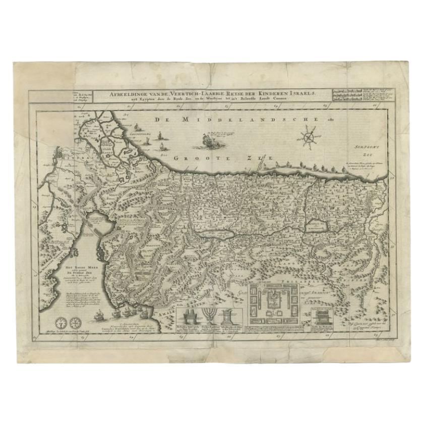 Carte ancienne de la Terre Sainte par Danckerts, datant d'environ 1710