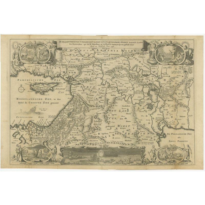 Antique Map of the Holy Land by Keur, 1748 For Sale