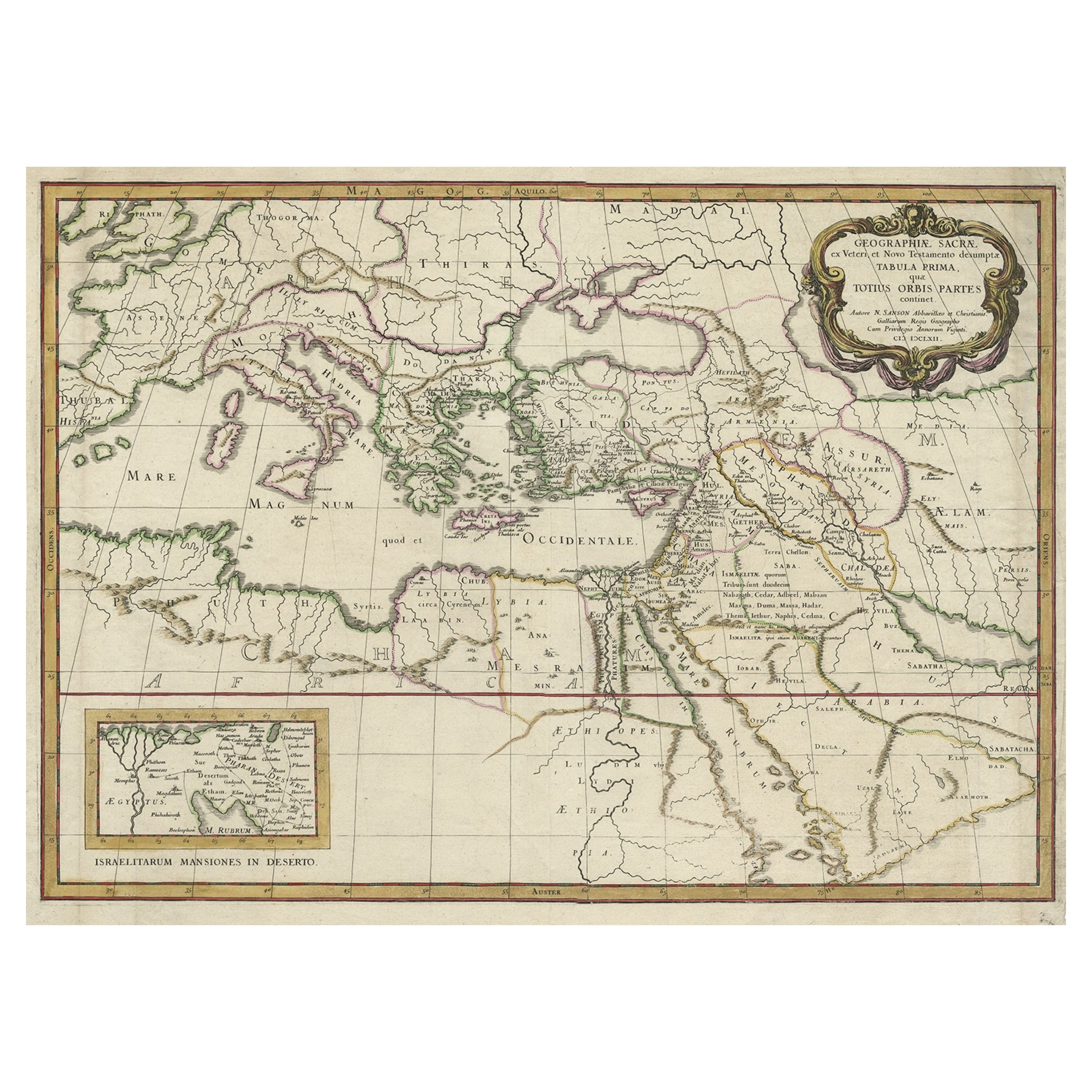 Carte ancienne de la Terre Sainte Décrite dans l'Ancien et le Nouveau Testament, vers 1660 en vente
