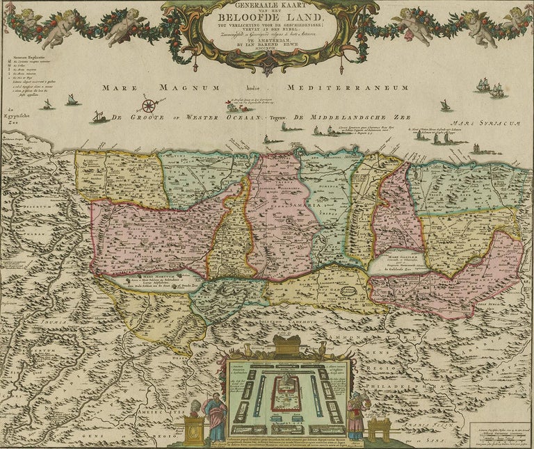 Antique Map of the Holy Land, Israel by J.B. Elwe, 1792 For Sale at 1stDibs