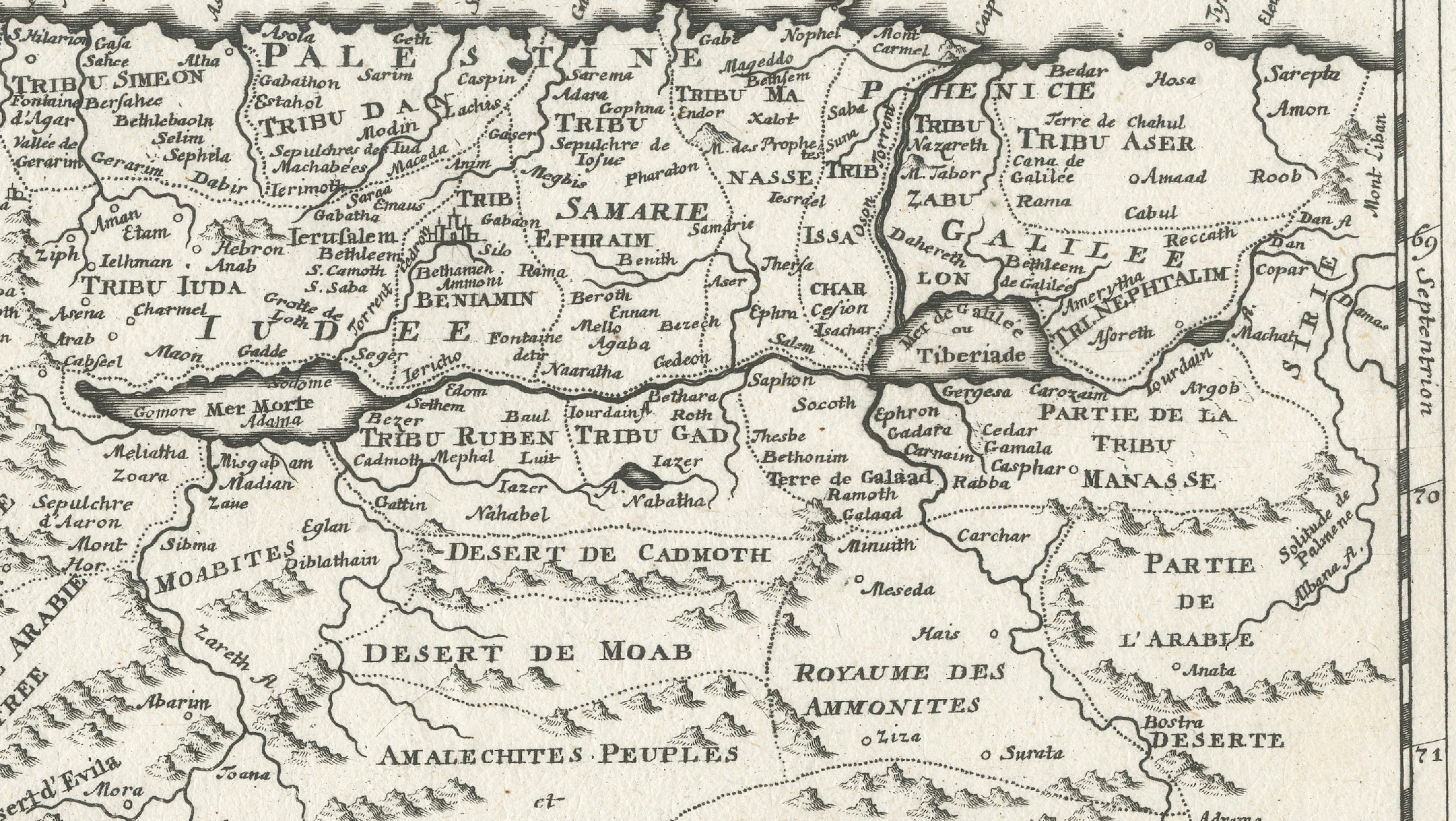 Antique Map of the Holy Land Palestine & Jerusalem, Elias Baeck ca. 1700