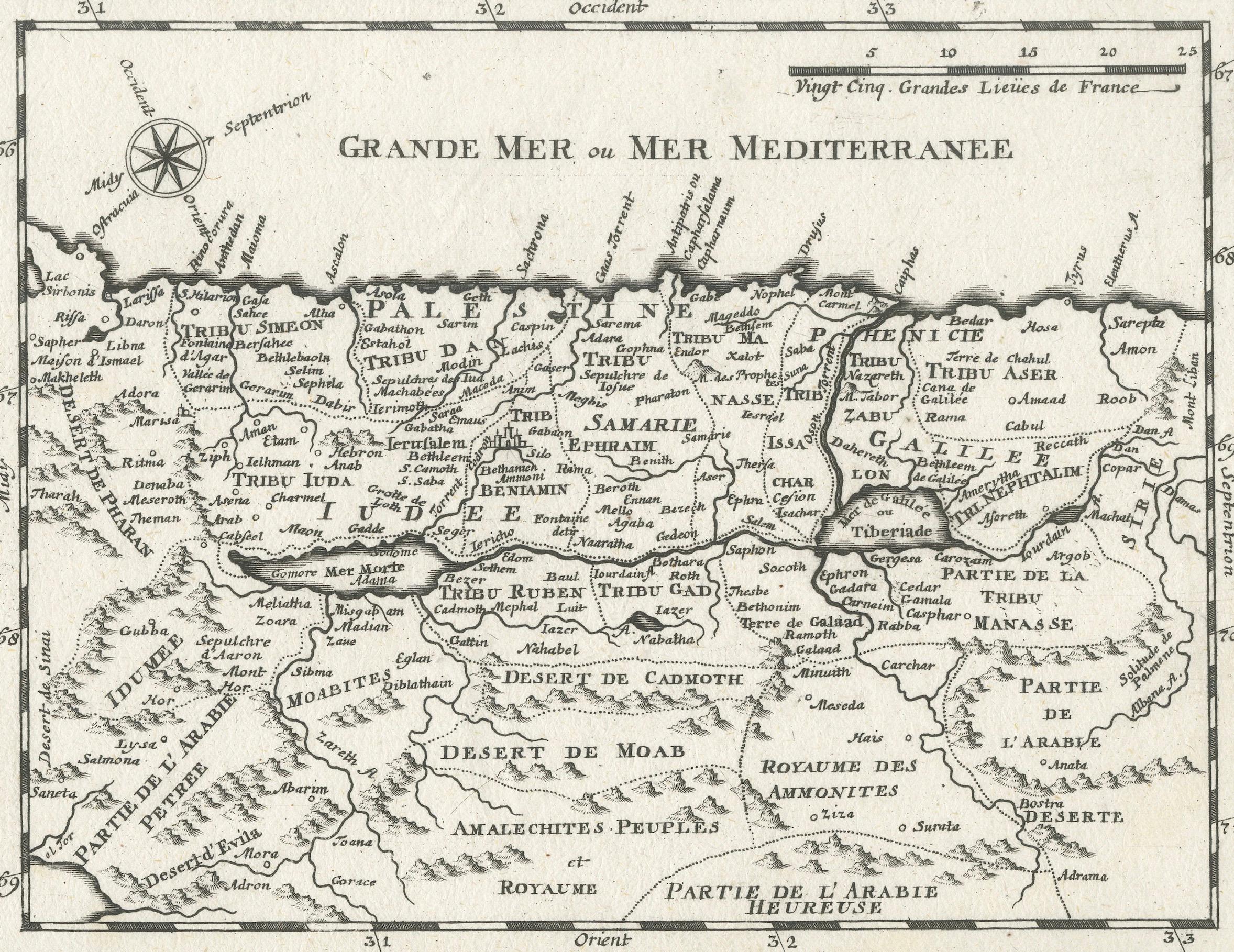 Antique Map of the Holy Land Palestine & Jerusalem, Elias Baeck ca. 1700