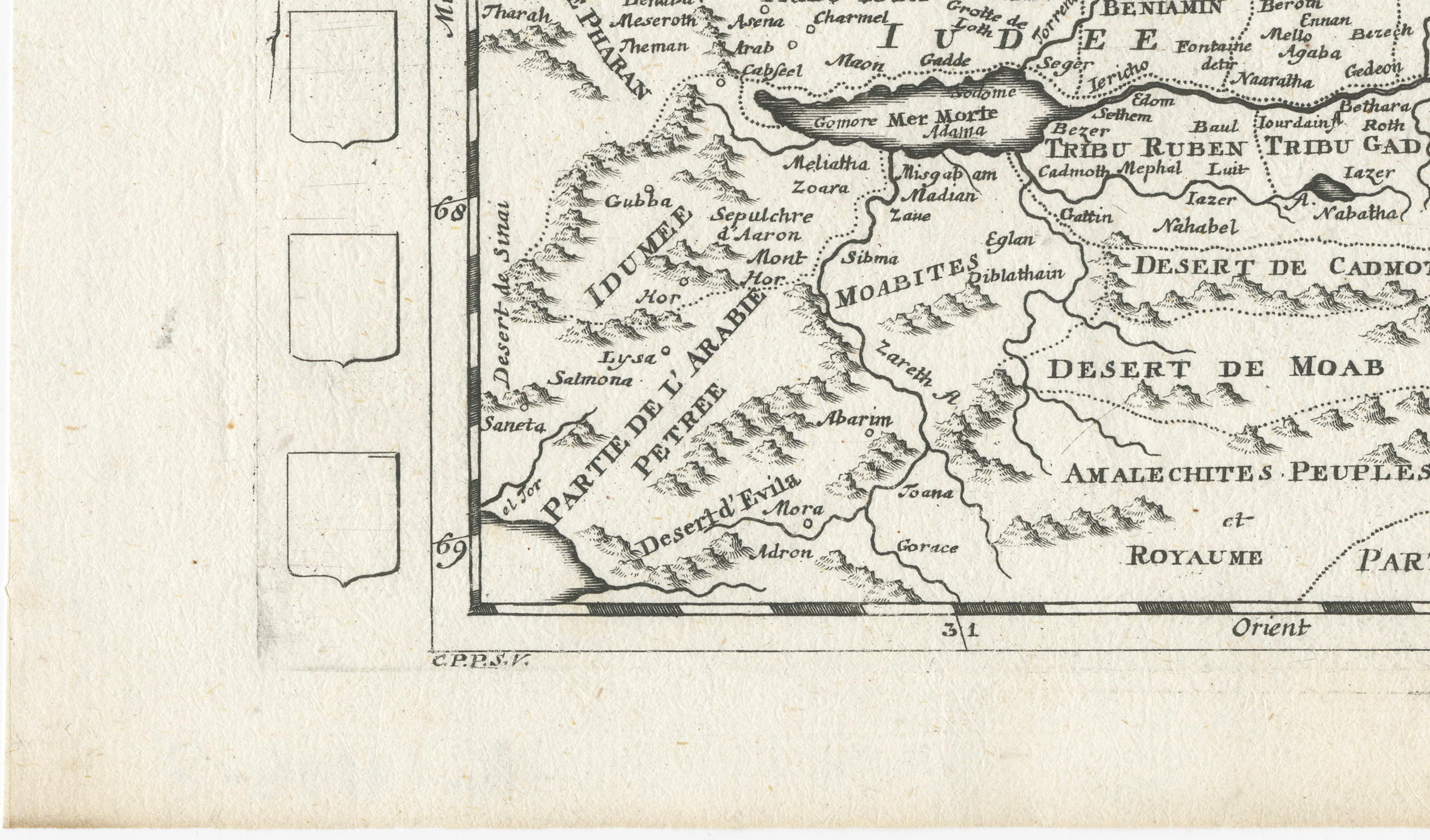 Antique Map of the Holy Land Palestine & Jerusalem, Elias Baeck ca. 1700