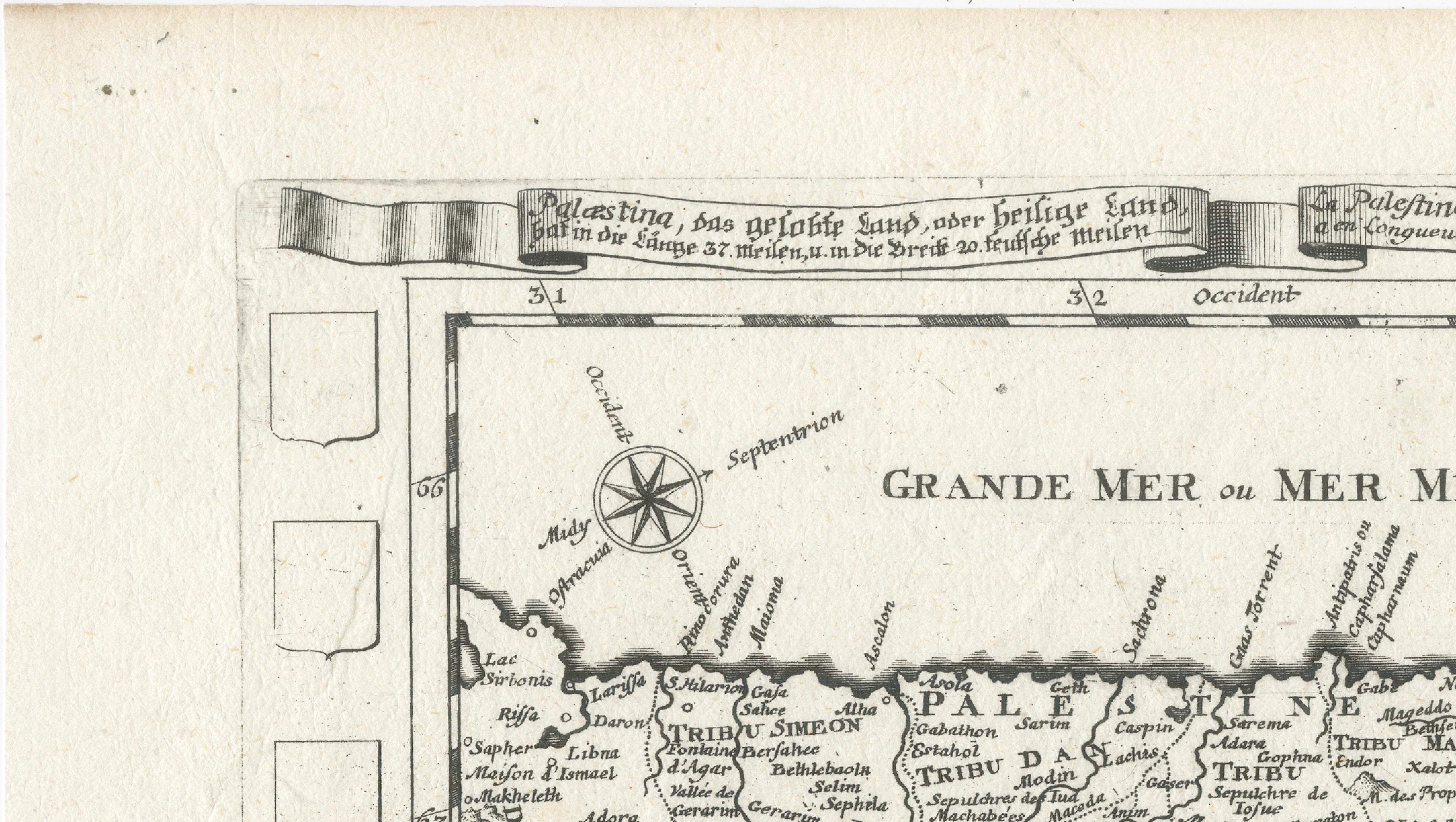 Antique Map of the Holy Land Palestine & Jerusalem, Elias Baeck ca. 1700