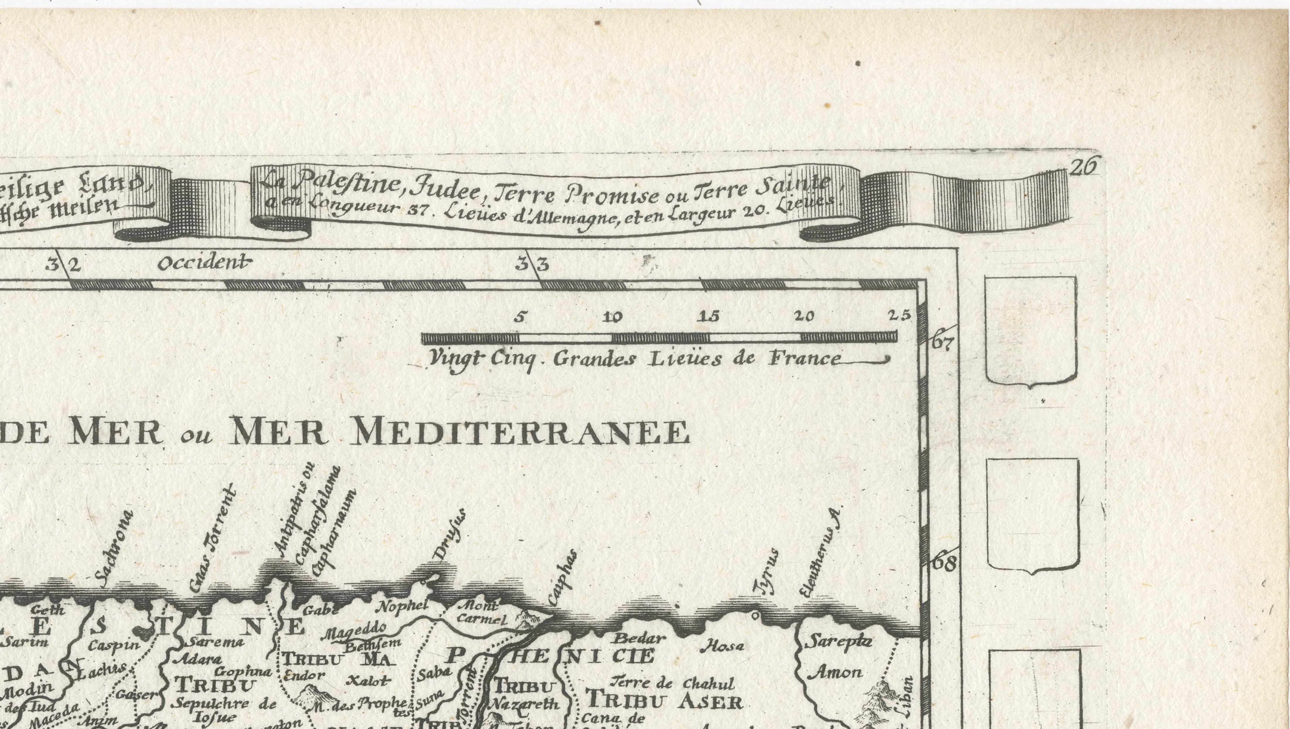 Antique Map of the Holy Land Palestine & Jerusalem, Elias Baeck ca. 1700