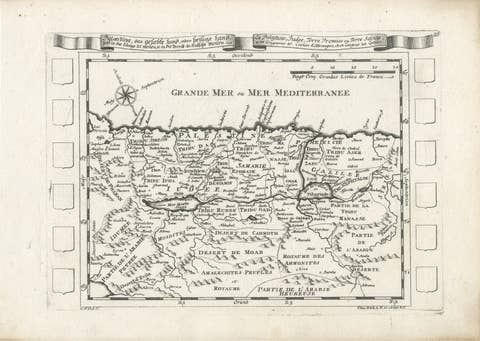 Antique Map of the Holy Land Palestine & Jerusalem, Elias Baeck ca. 1700