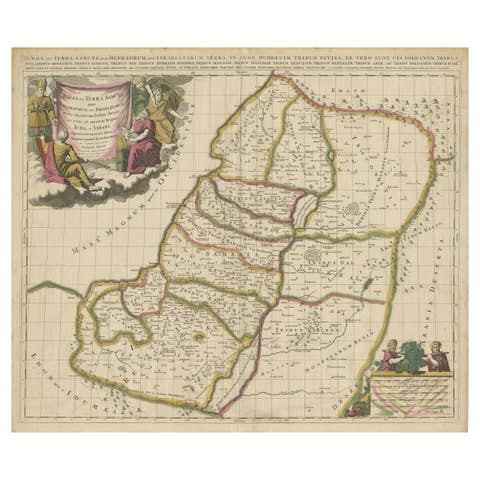 Antique Map of the Holy Land, Showing the Location of the Various Tribes
