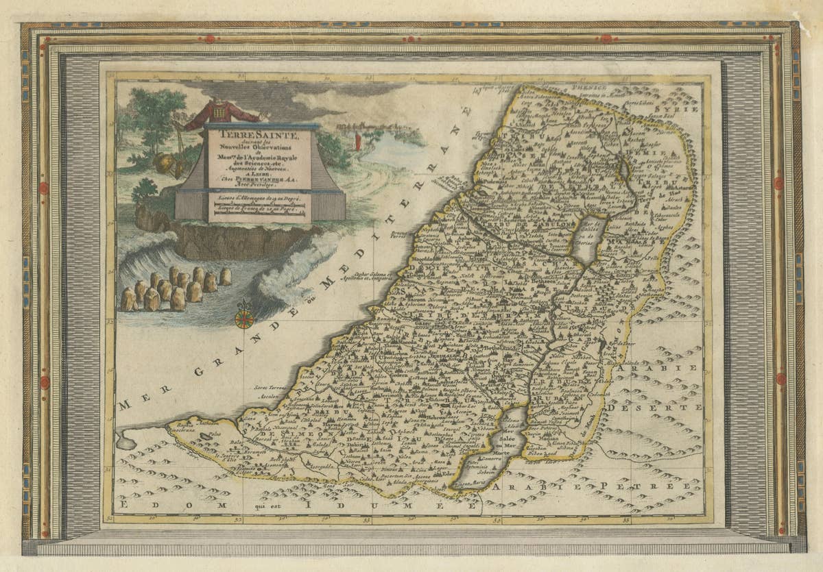 Antique Map of the Holy Land with Picture Frame Border