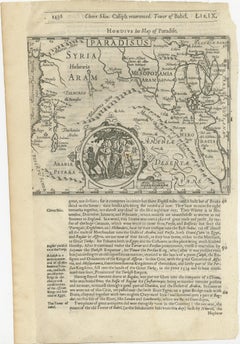 Antique Map of the Holy Land, with vignette of the Garden of Eden