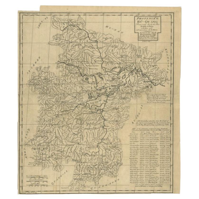 Antique Map of the Huguang Province of China by Du Halde, 1738 For Sale