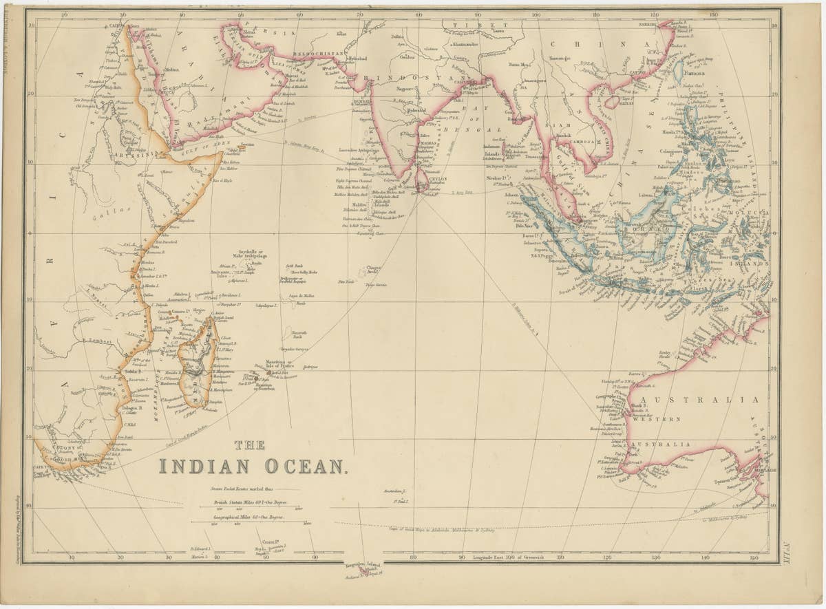 Antique Map of the Indian Ocean by W. G. Blackie, 1859