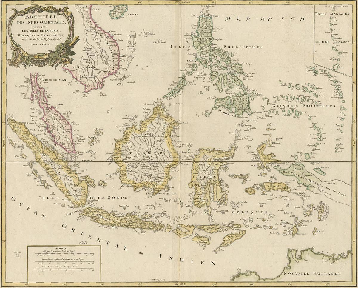 Antique Map of the Indonesian and Philippine Archipelagos by R. de Vaugondy