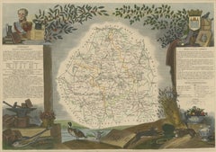 Antique Map of the Indre Region in France, ca. 1852