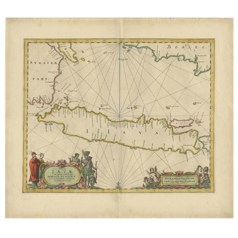 Banten Java Antique Map of Banten Bay on Java Island, Indonesia, c.1720 For Sale at ...