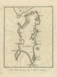 Antique Map of the Island of Bombay, Niebuhr Engraving, 1780