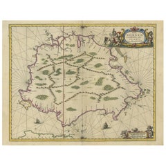 Carte ancienne de l'île de Borneo par Janssonius, datant d'environ 1650